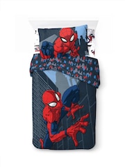 Spider-Man Blue Marvel Spiderman City Streets Duvet Cover, Fitted Sheet & Pillowcase Set - Image 2 of 6