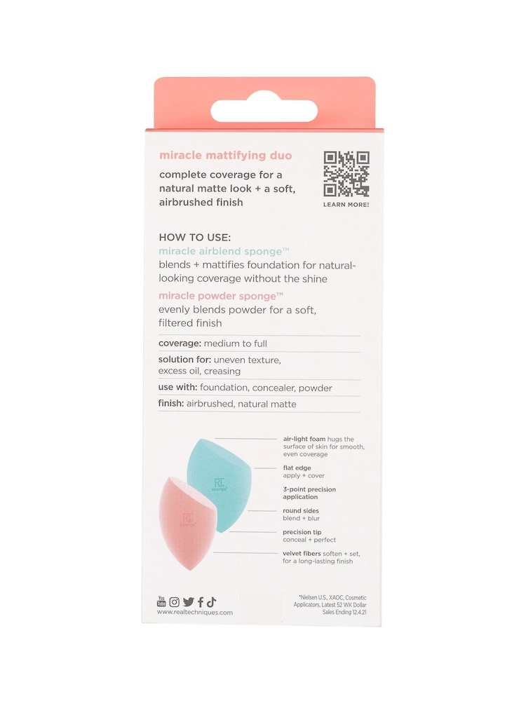 Real Techniques Miracle Mattifying Makeup Sponge Duo - Image 2 of 4