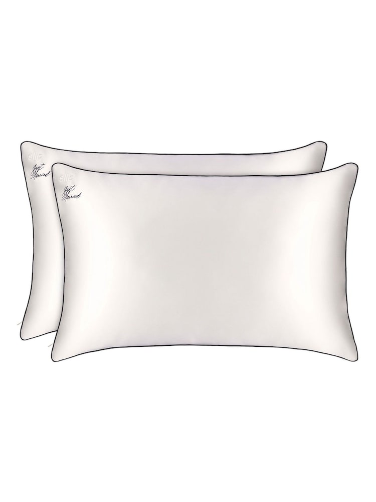 Slip White 100% Pure Silk Standard Just Married Pillowcase Set (Worth £178) - Image 2 of 5