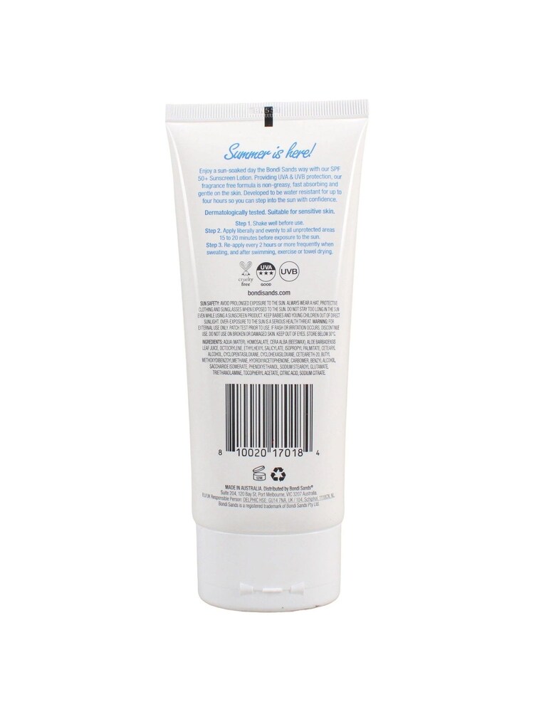 Bondi Sands SPF 50+ Fragrance Free Sunscreen Body Lotion 150ml - Image 2 of 2
