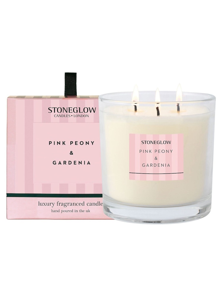 Stoneglow Pink Peony & Gardenia 3 Wick Modern Classics Scented Candle - Image 1 of 1
