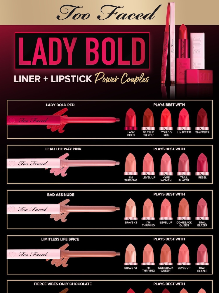 Too Faced Lady Bold Em-Power Pigment Creamy Lipstick - Image 5 of 5