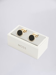 MOSS Gold Tone Onyx Cufflinks - Image 2 of 2