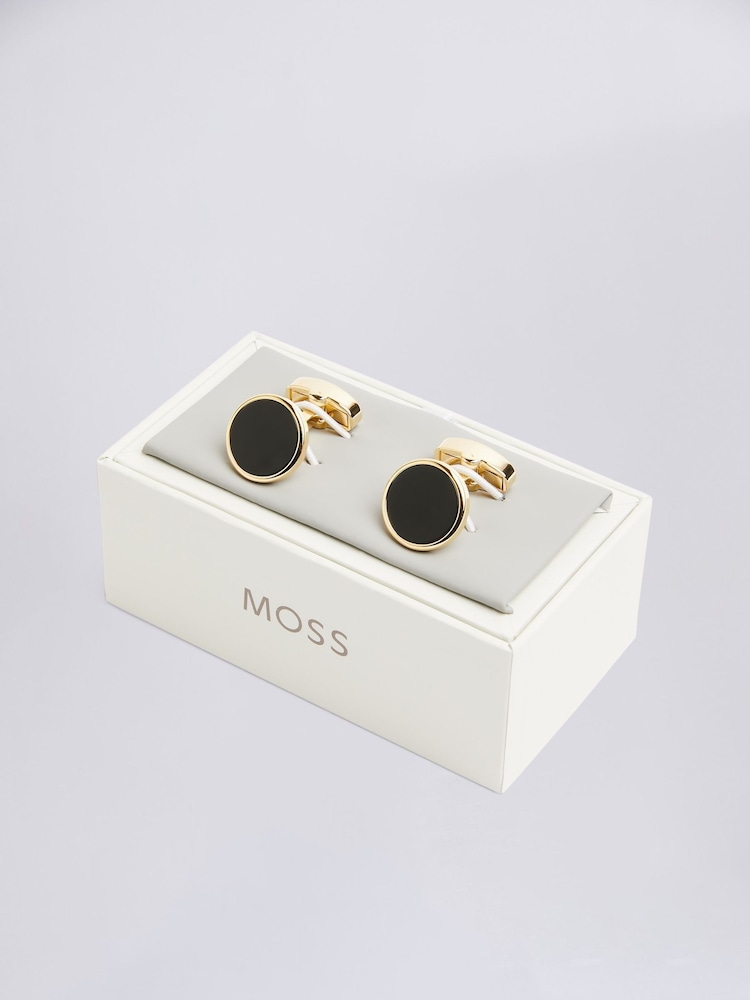 MOSS Gold Tone Onyx Cufflinks - Image 2 of 2