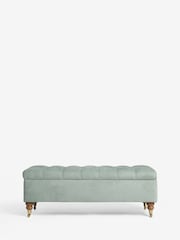 Laura Ashley Baron Chenille Pale Grey Green Ropsley Storage Ottoman Bench - Image 4 of 8