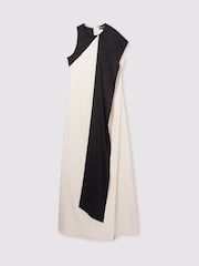 Reiss Black/Ivory Isobel Atelier Sash-Neck Satin Occasion Dress - Image 2 of 6