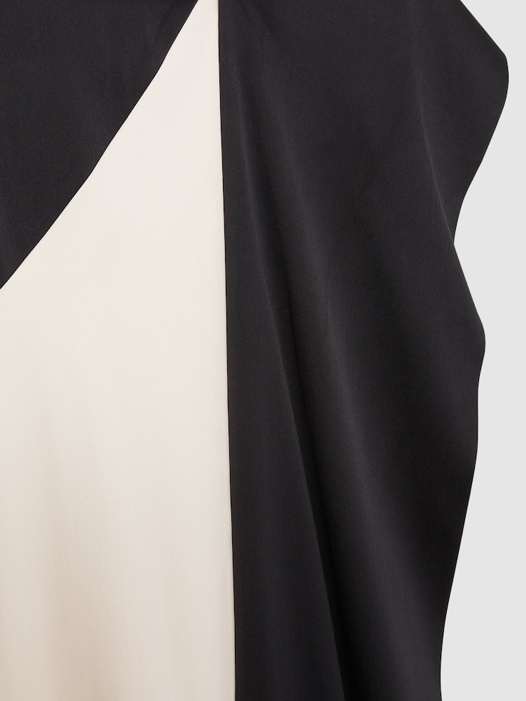 Reiss Black/Ivory Isobel Atelier Sash-Neck Satin Occasion Dress - Image 6 of 6