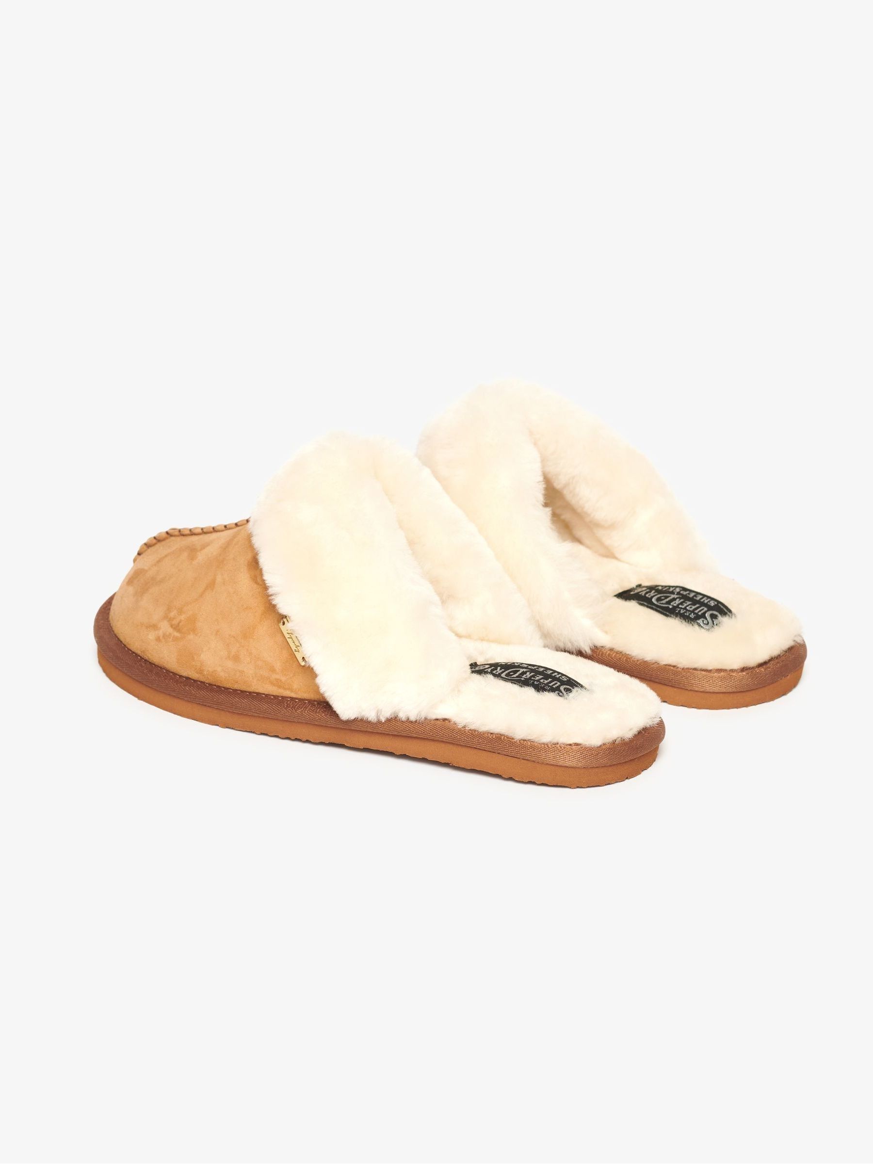 Chaussons Mules En Daim – Véritable Peau De Mouton – Semelle Robuste – Confort Chaleur Maison – Taille S à M