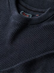 Superdry Blue Textured Crew Knit 100% Cotton Jumper - Image 5 of 5
