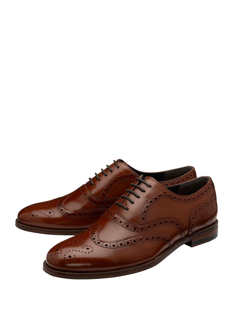 Frank Wright Brown Mens Leather Lace-Up Brogues - Image 2 of 4