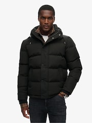 Superdry Black Everest Short Hooded Puffer Coat Jacket - Image 3 of 5