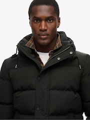 Superdry Black Everest Short Hooded Puffer Coat Jacket - Image 4 of 5