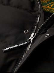 Superdry Black Everest Short Hooded Puffer Coat Jacket - Image 5 of 5
