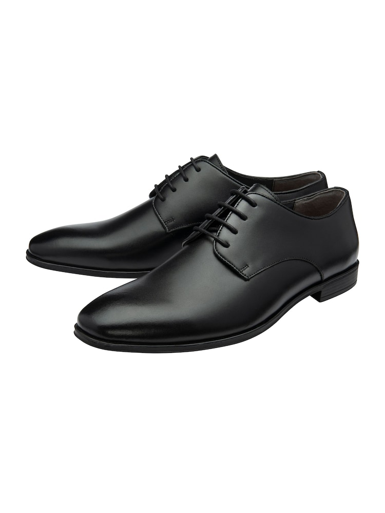 Frank Wright Black Mens Leather Lace-Up Derby Shoes - Image 2 of 4