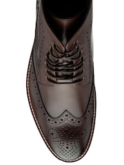 Frank Wright Brown Mens Leather Lace-Up Brogue Ankle Boots - Image 4 of 4