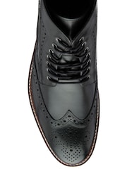 Frank Wright Black Mens Leather Lace-Up Brogue Ankle Boots - Image 4 of 4