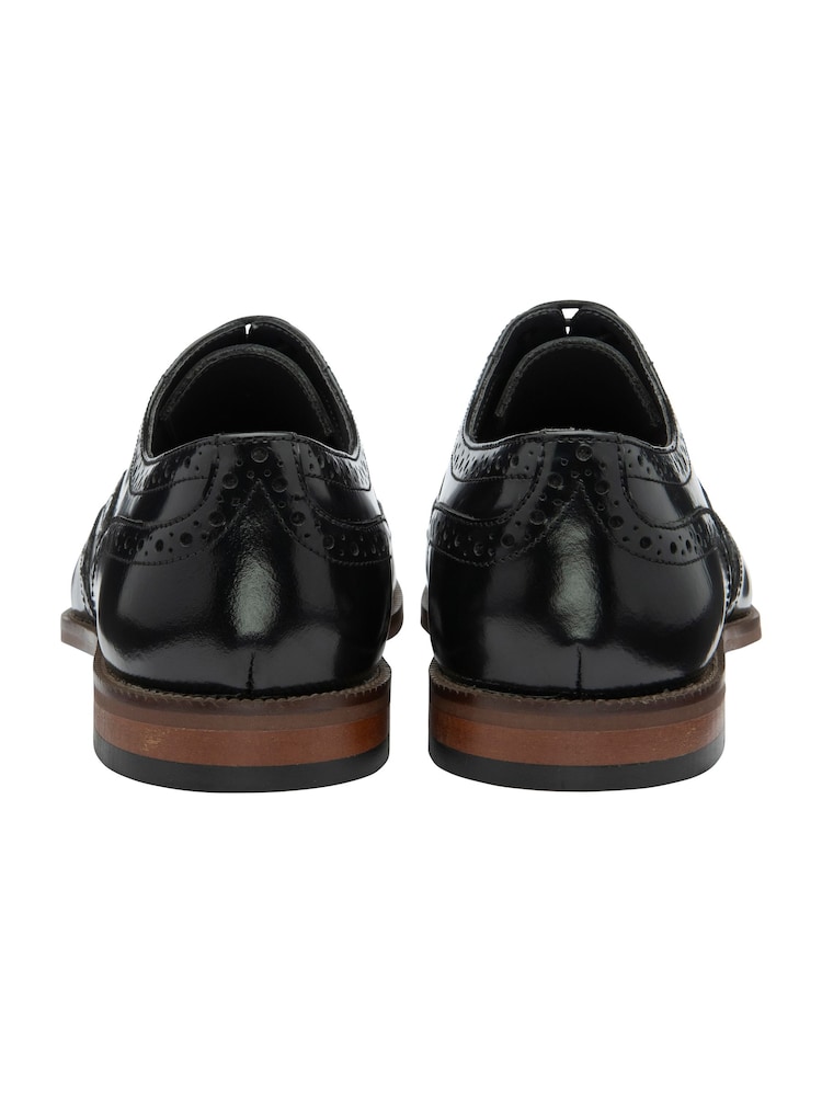 Frank Wright Black Mens Leather Lace-Up Brogues - Image 3 of 4