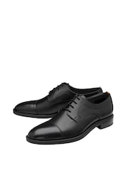 Frank Wright Black Mens Leather Lace-Up Derby Shoes - Image 2 of 4