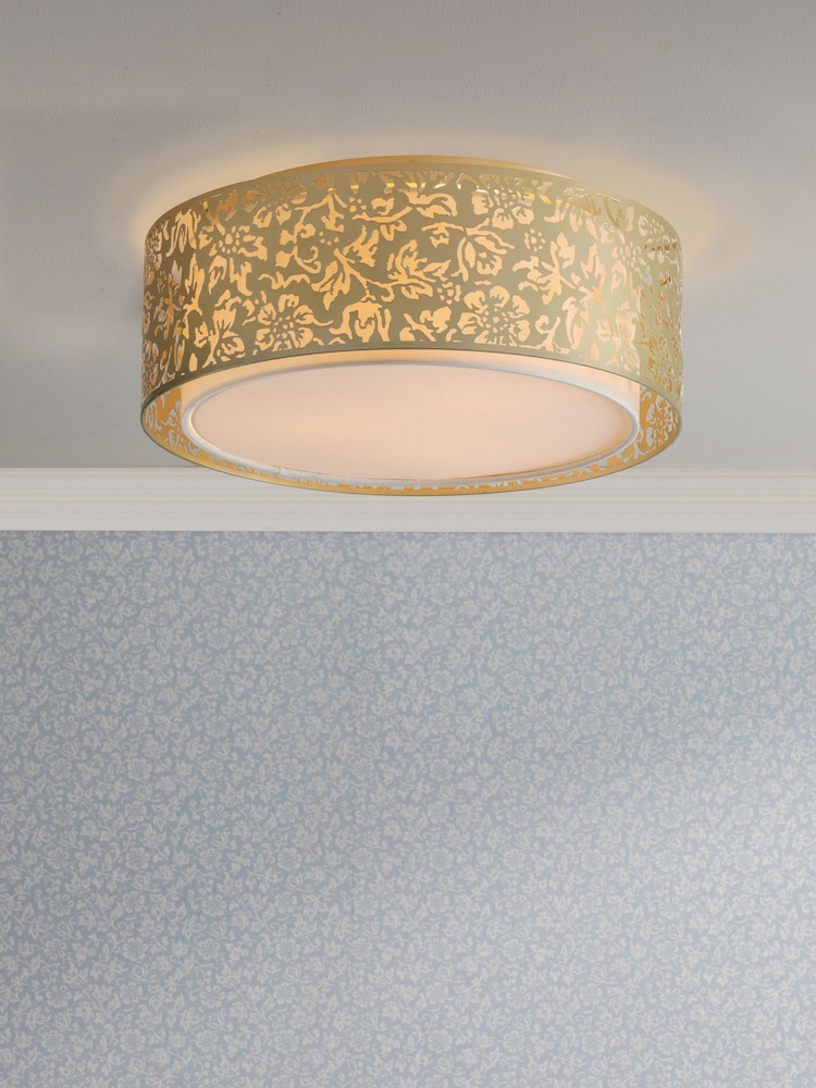 Laura Ashley Champagne Sweet Alyssum Flush Ceiling Light - Image 1 of 5