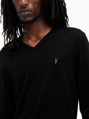 AllSaints Black Mode Merino V-Neck Knit Jumper - Image 2 of 7