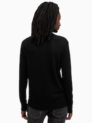 AllSaints Black Mode Merino V-Neck Knit Jumper - Image 6 of 7