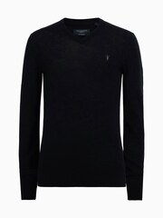 AllSaints Black Mode Merino V-Neck Knit Jumper - Image 7 of 7