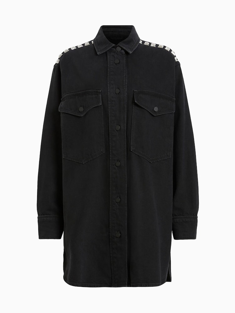 AllSaints Black Lily Stud Dress - Image 7 of 7