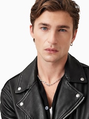 AllSaints Milo Black Asymmetric Zip Leather Biker Jacket - Imagem 10 de 11