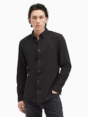 AllSaints Black Lovell Longsleeve Shirt - Image 1 of 7