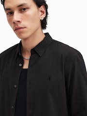 AllSaints Black Lovell Longsleeve Shirt - Image 2 of 7