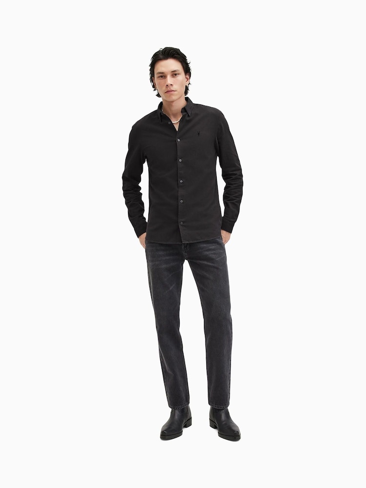 AllSaints Black Lovell Longsleeve Shirt - Image 5 of 7