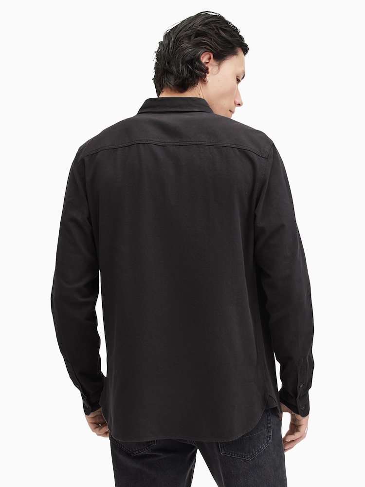 AllSaints Black Lovell Longsleeve Shirt - Image 6 of 7