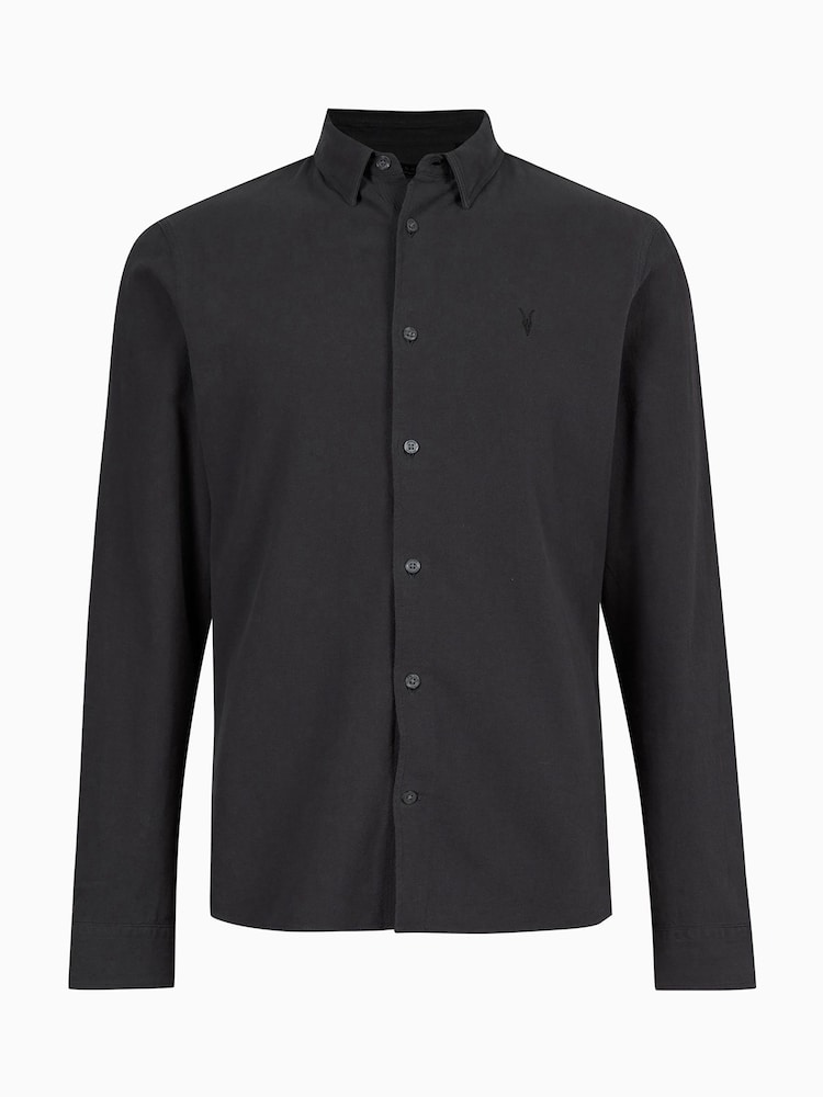 AllSaints Black Lovell Longsleeve Shirt - Image 7 of 7