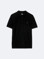 AllSaints Black Mode Wool Short Sleeve Polo Neck Jumper - Image 8 of 8