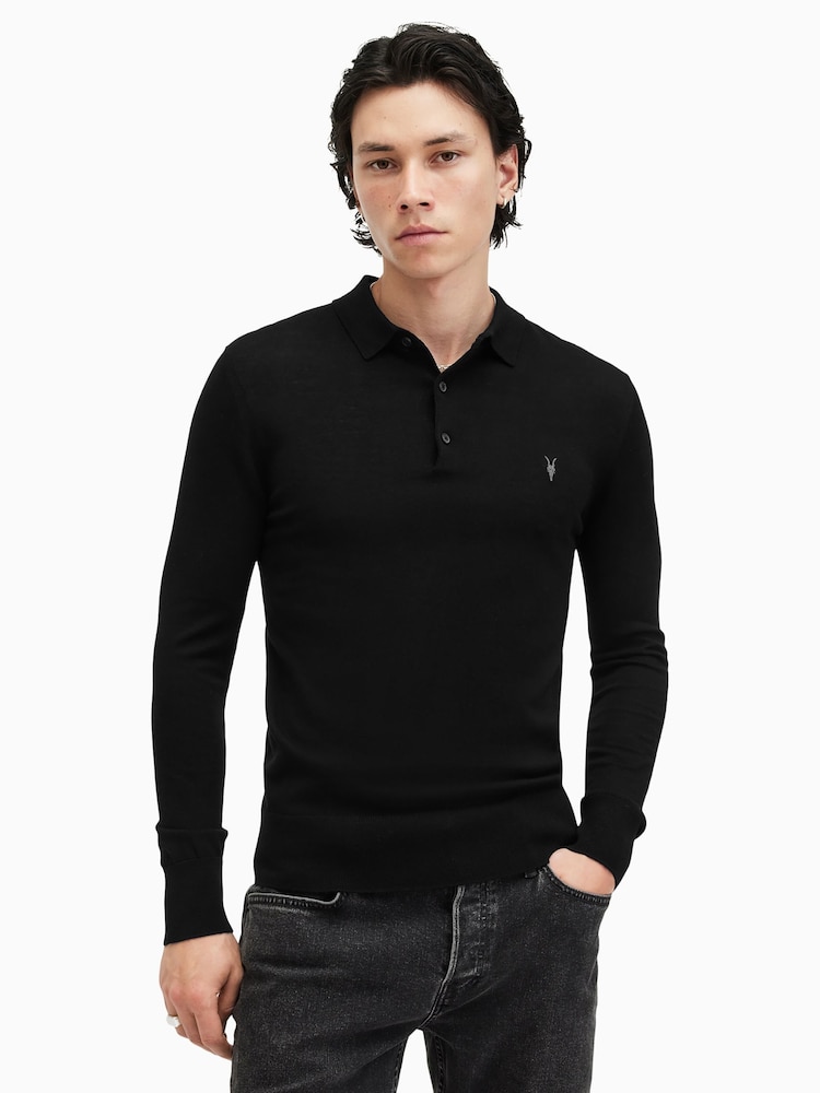 Чорний - Сорочки поло Allsaints Mode Merino Longsleeve - Image 1 of 8