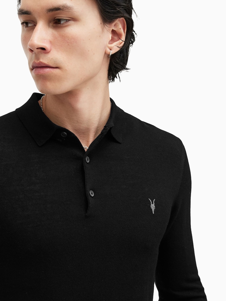 Чорний - Сорочки поло Allsaints Mode Merino Longsleeve - Image 2 of 8