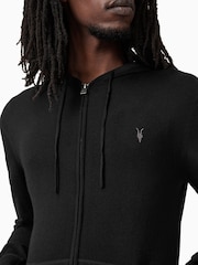 Allsaints Black Mode Merino Zip Hoodie - Image 2 of 8