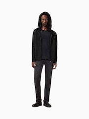 Allsaints Black Mode Merino Zip Hoodie - Image 3 of 8