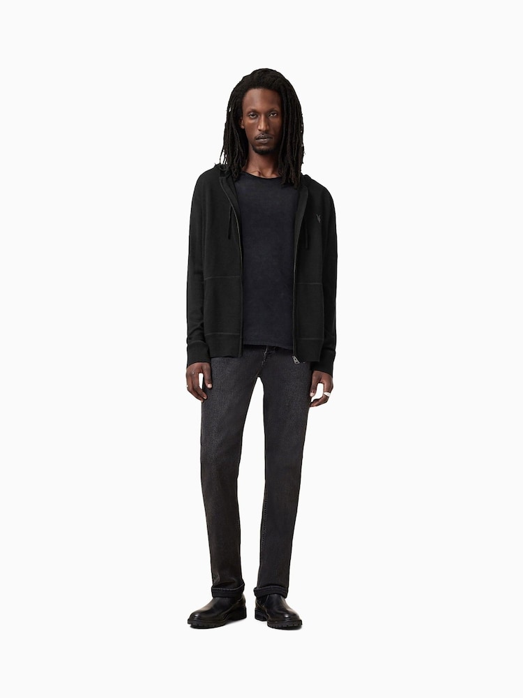 Allsaints Black Mode Merino Zip Hoodie - Image 3 of 8