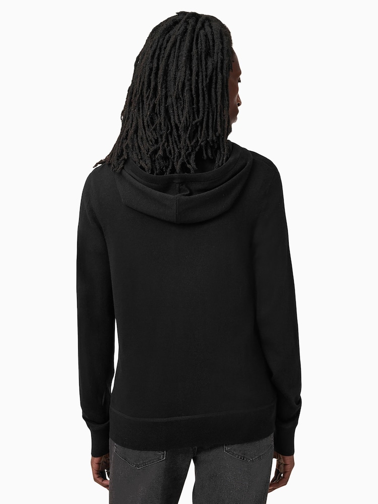 Allsaints Black Mode Merino Zip Hoodie - Image 5 of 8