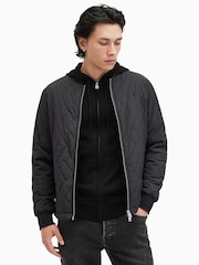Allsaints Black Mode Merino Zip Hoodie - Image 6 of 8