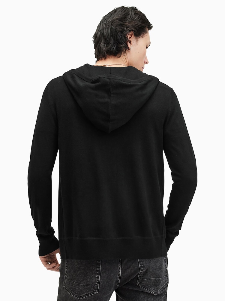 Allsaints Black Mode Merino Zip Hoodie - Image 7 of 8