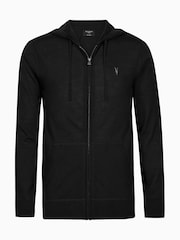 Allsaints Black Mode Merino Zip Hoodie - Image 8 of 8