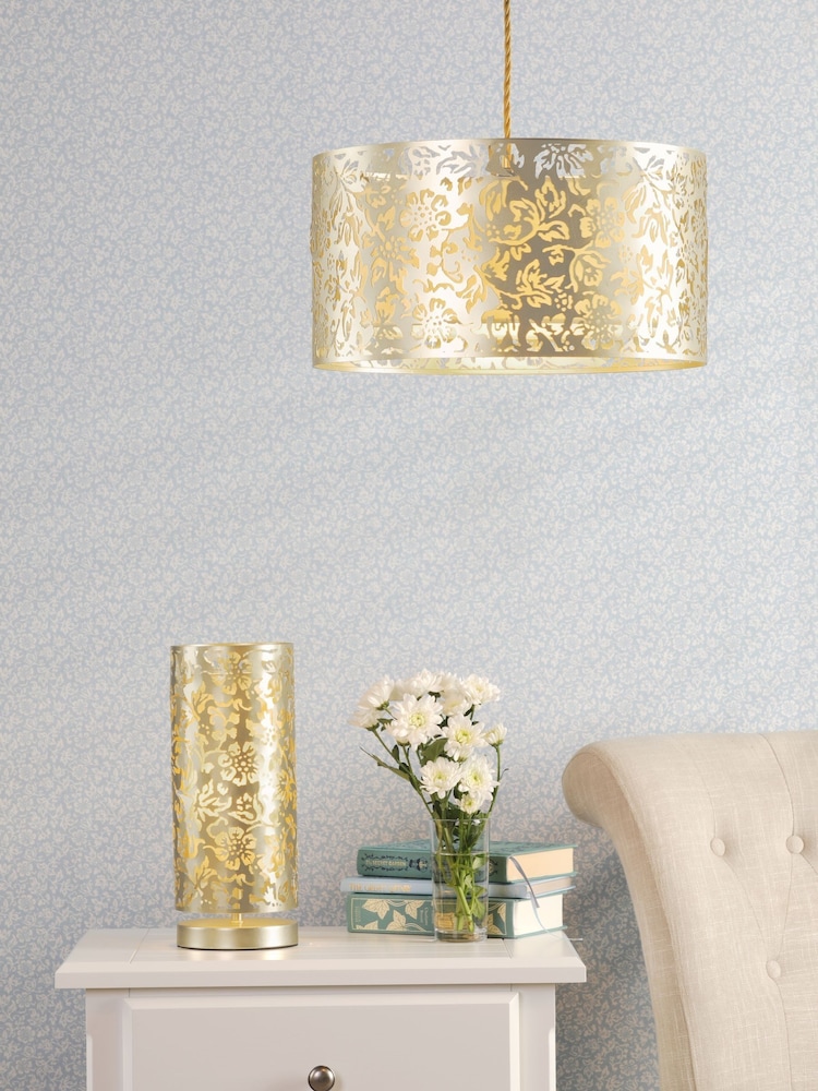 Laura Ashley Champagne Sweet Alyssum Easy Fit Pendant Ceiling Light - Image 6 of 6