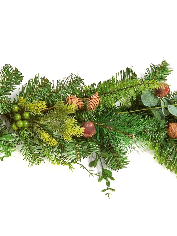 Premier Decorations Ltd Green 1.8m Acorn Fern and Cones Garland - Image 2 of 2