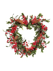 Premier Decorations Ltd Green 45cm Heart Berry Wreath - Image 1 of 2