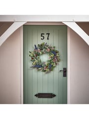 Premier Decorations Ltd Green 50cm Eucalyptus Thistle Blackberry & Cone Wreath - Image 1 of 2