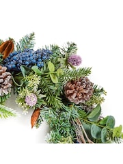 Premier Decorations Ltd Green 50cm Eucalyptus Thistle Blackberry & Cone Wreath - Image 2 of 2