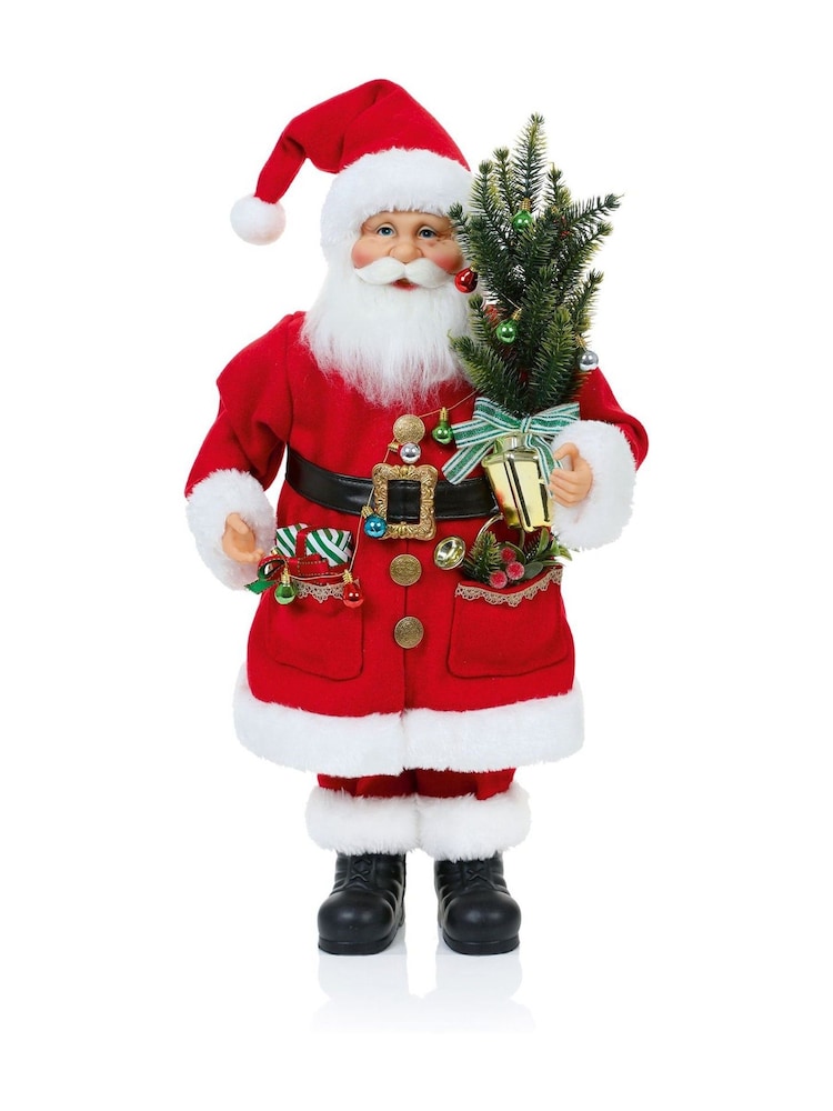 Premier Decorations Ltd 50cm Standing Santa with Tree and Decoration - Image 1 of 1