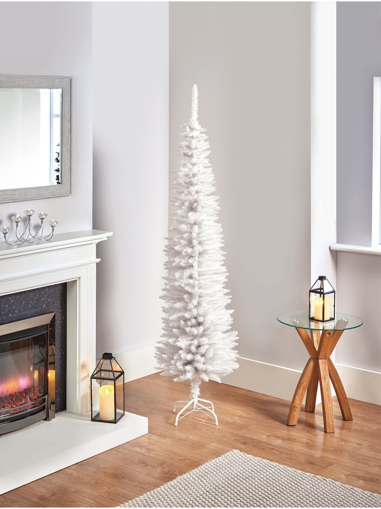 Premier Decorations Ltd White Pencil Pine White Christmas 5.5ft Tree - Image 1 of 5